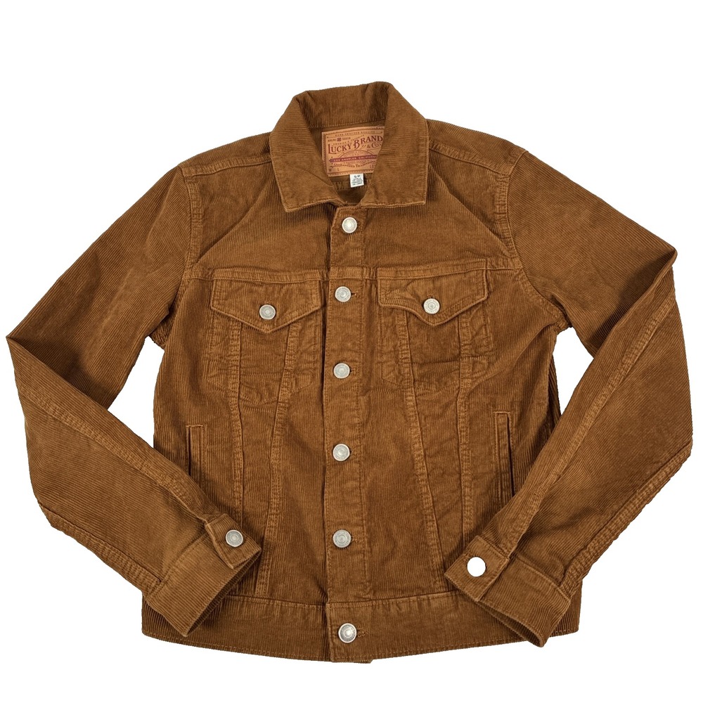 Lucky Brand The Tomboy Trucker Jacket Women's‎ Size S Brown Corduroy Button Up